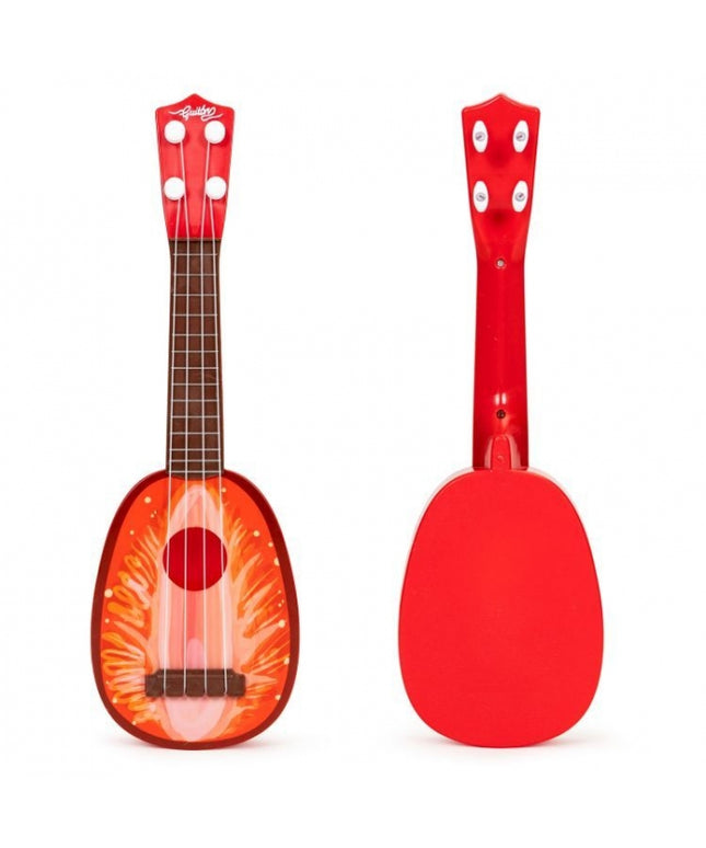 Chitara ukulele pentru copii cu 4 corzi Ecotoys MJ030 - Capsuna
