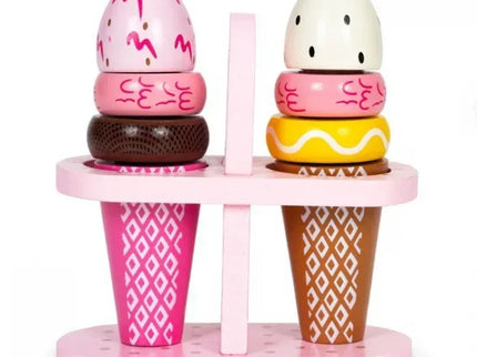 Set de 2 inghetate din lemn pentru copii, 9 elemente, Ecotoys TL12106 - Bebeboo - Totul pentru copii. Jucării, Hăinuțe, Perne, Mobilier, Textile