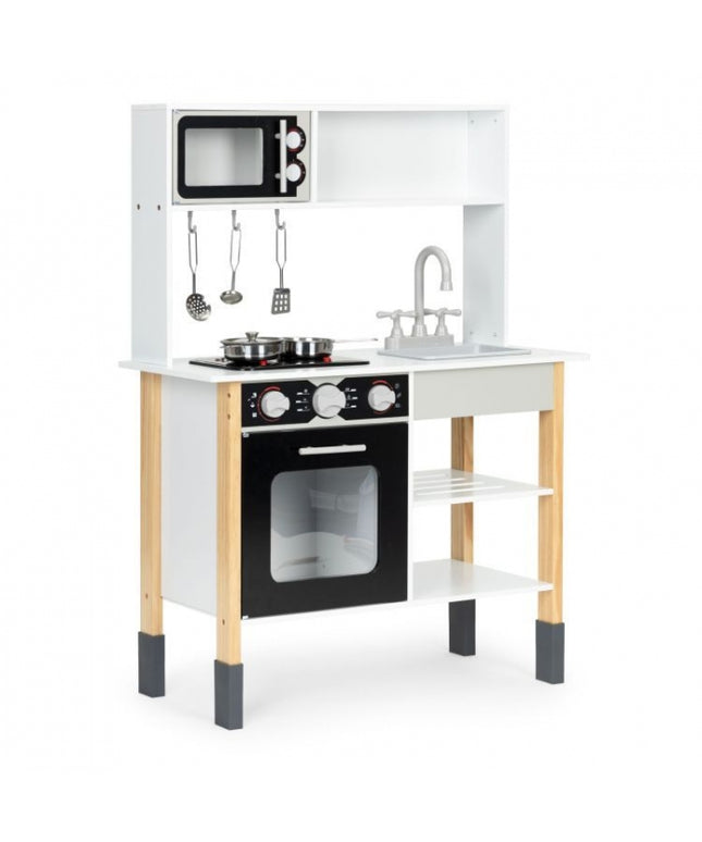 Bucatarie din lemn cu accesorii si LED-uri Ecotoys PLK560
