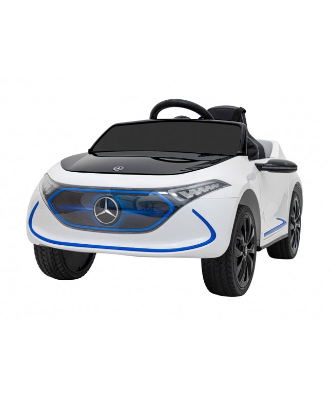 Masinuta electrica cu telecomanda MERCEDES BENZ AMG EQA, roti EVA, scaun tapitat, 101x69x53 cm, putere 70W - Alb