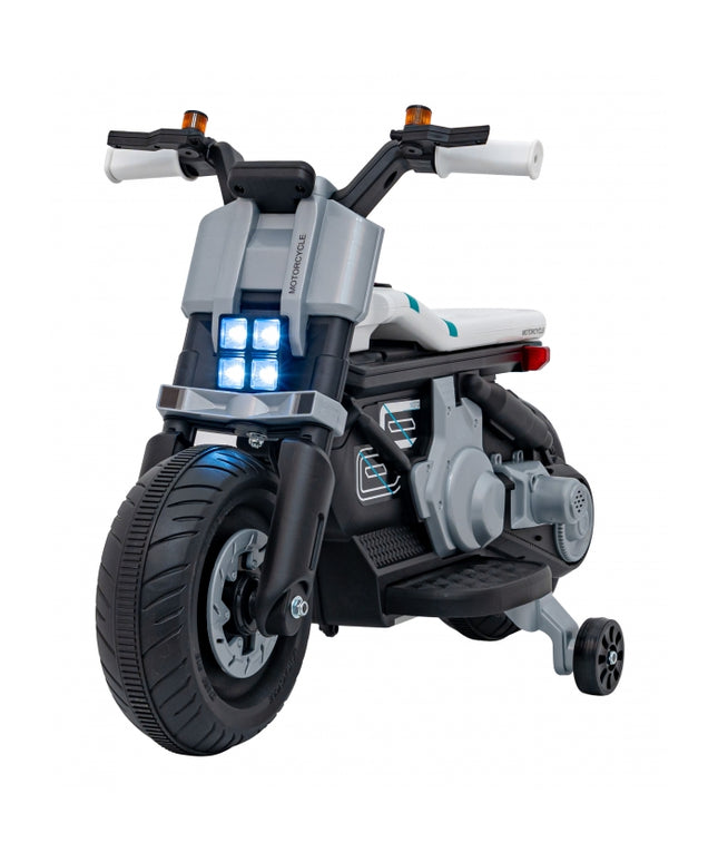 Motocicleta electrica Future QLS-805, roti din plastic + 2 roti ajutatoare, 88x46x56 cm, putere 25W - Alb