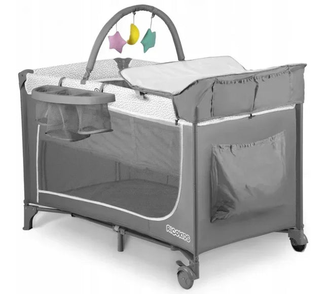 Patut pliabil 125 x 65 x 78 cm Ricokids RK-241 - Gri - Bebeboo - Totul pentru copii. Jucării, Hăinuțe, Perne, Mobilier, Textile