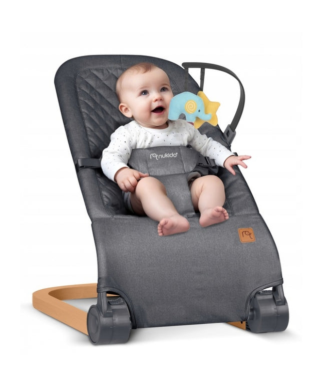 Balansoar pentru copii 2 in 1 cu jucarii, Nukido 705202, Gri antracit