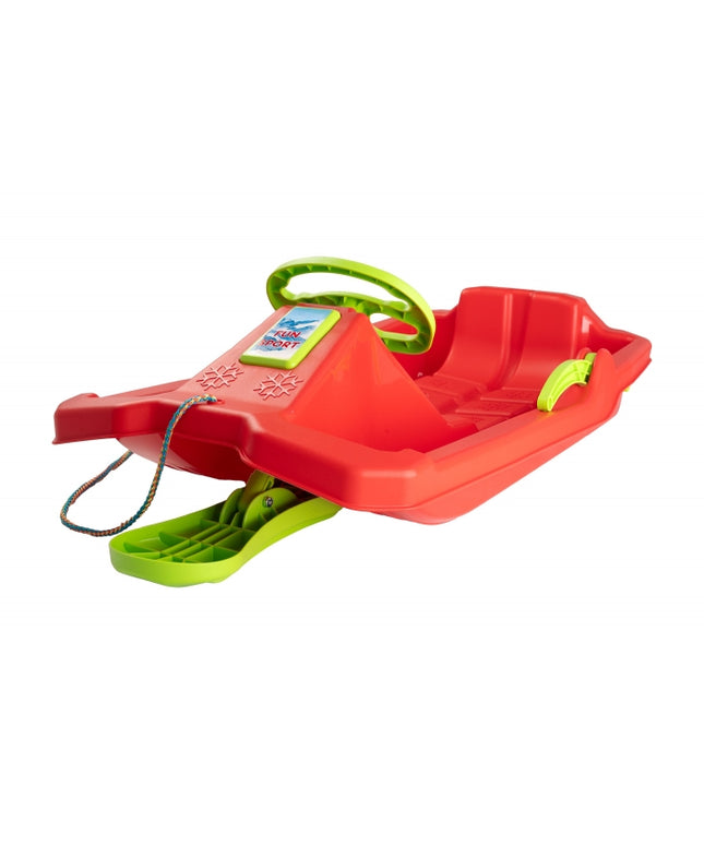 Sanie copii Marmat Niko cu manere, frana si volan - Rosu