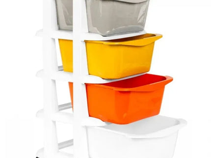 Raft pe roti cu 4 compartimente pentru depozitarea jucariilor ModernHome - Multicolor - Bebeboo - Totul pentru copii. Jucării, Hăinuțe, Perne, Mobilier, Textile