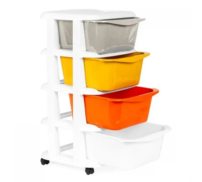Raft pe roti cu 4 compartimente pentru depozitarea jucariilor ModernHome - Multicolor - Bebeboo - Totul pentru copii. Jucării, Hăinuțe, Perne, Mobilier, Textile