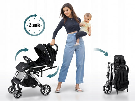 Carucior sport pentru copii, 78 x 33 x 104 cm, Nukido Paseo 716000 - Negru