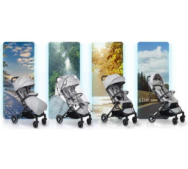 Carucior sport pentru copii, 78 x 33 x 104 cm, Nukido Paseo 716003 - Gri deschis