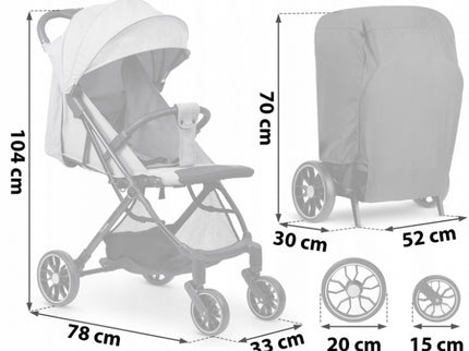Carucior sport pentru copii, 78 x 33 x 104 cm, Nukido Paseo 716003 - Gri deschis