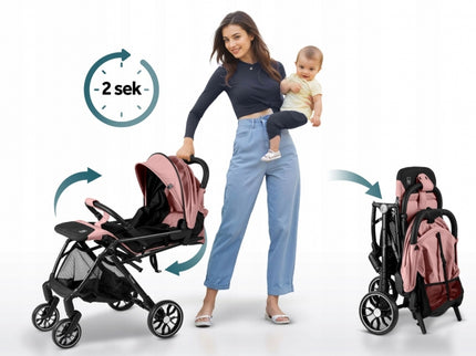 Carucior sport pentru copii, 78 x 33 x 104 cm, Nukido Paseo 716004 - Roz