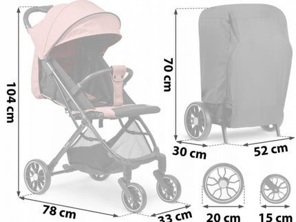Carucior sport pentru copii, 78 x 33 x 104 cm, Nukido Paseo 716004 - Roz