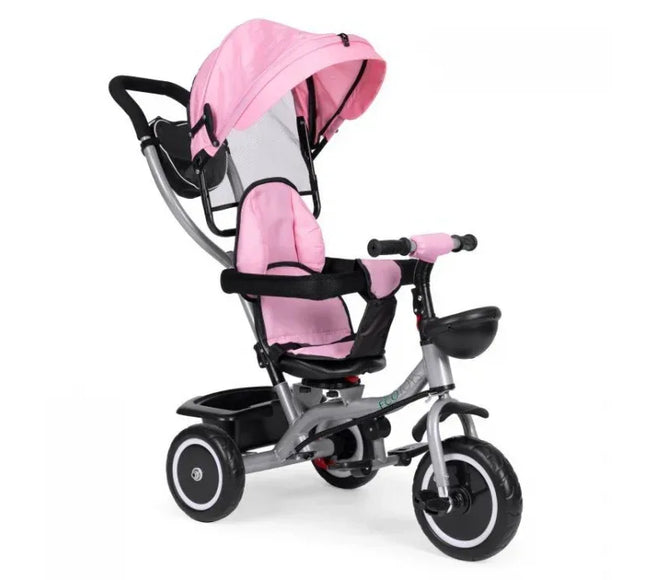 Tricicleta 2 in 1 pentru copii, scaun rotativ 360°, roti din spuma EVA, Ecotoys WQL-066-52 - Roz - Bebeboo - Totul pentru copii. Jucării, Hăinuțe, Perne, Mobilier, Textile