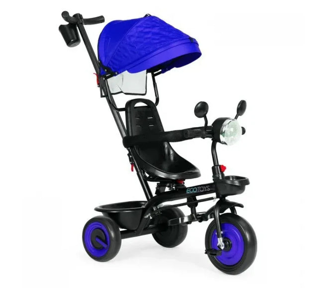Tricicleta 3 in 1 pentru copii, scaun rotativ 360°, roti din spuma EVA, Ecotoys WQL-066-51 - Albastru - Bebeboo - Totul pentru copii. Jucării, Hăinuțe, Perne, Mobilier, Textile