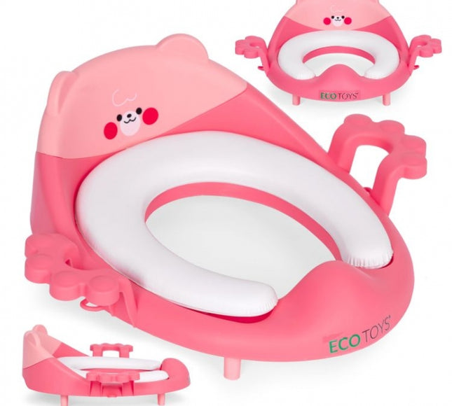 Reductor toaleta cu manere pentru copii Ecotoys PP104 - Roz