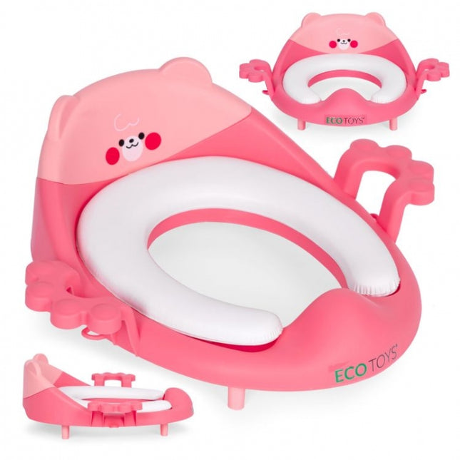 Reductor toaleta cu manere pentru copii Ecotoys PP104 - Roz