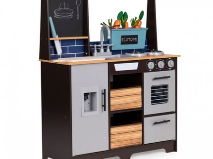 Bucatarie din lemn pentru copii cu accesorii, 74 x 29.5 x 96 cm, Ecotoys TL40030