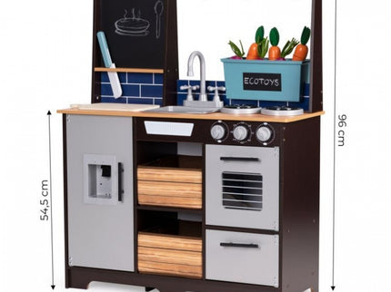 Bucatarie din lemn pentru copii cu accesorii, 74 x 29.5 x 96 cm, Ecotoys TL40030