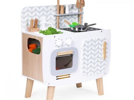 Bucatarie din lemn pentru copii cu accesorii, 58 x 29 x 73 cm, Ecotoys W10C863 - Bebeboo - Totul pentru copii. Jucării, Hăinuțe, Perne, Mobilier, Textile