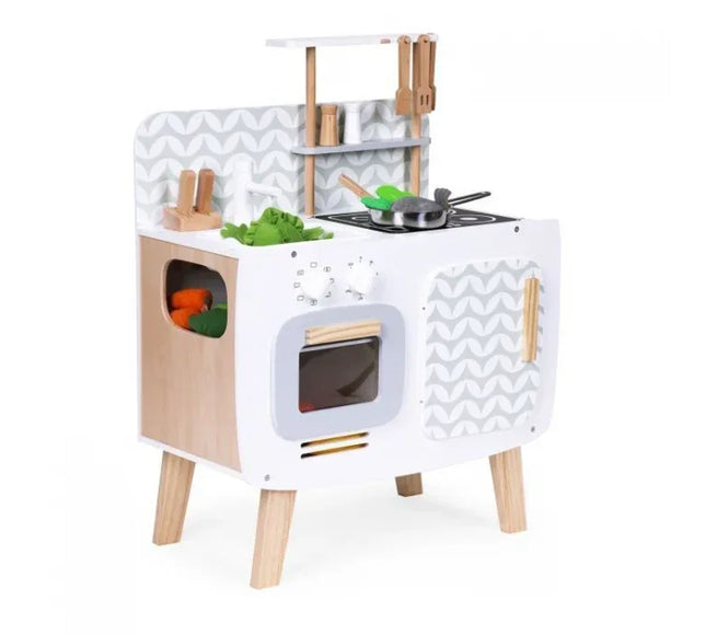 Bucatarie din lemn pentru copii cu accesorii, 58 x 29 x 73 cm, Ecotoys W10C863 - Bebeboo - Totul pentru copii. Jucării, Hăinuțe, Perne, Mobilier, Textile