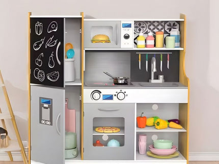 Bucatarie din lemn pentru copii cu accesorii, 90.3 x 31 x 90 cm, Ecotoys TL053001