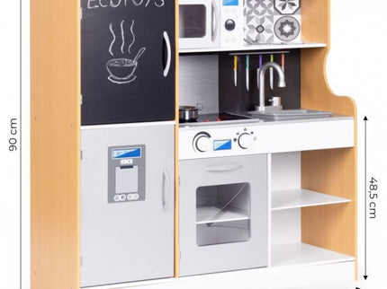Bucatarie din lemn pentru copii cu accesorii, 90.3 x 31 x 90 cm, Ecotoys TL053001