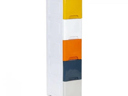 Raft pe roti cu 5 compartimente pentru depozitarea jucariilor ModernHome - Multicolor - Bebeboo - Totul pentru copii. Jucării, Hăinuțe, Perne, Mobilier, Textile