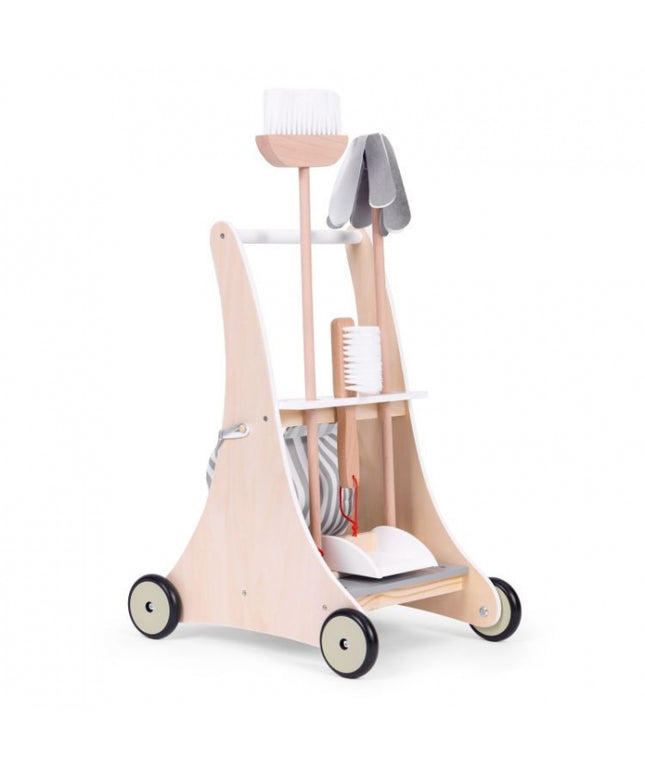 Antemergator din lemn cu aspirator si elemente pentru curatenie Ecotoys W10D200B