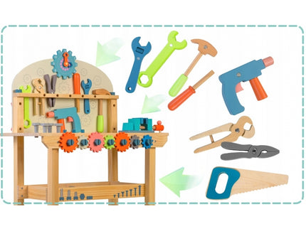Atelier de lucru din lemn cu accesorii incluse, 60 x 30 x 75.5 cm, Ricokids RK-876
