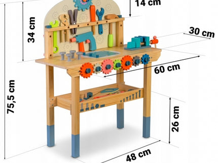 Atelier de lucru din lemn cu accesorii incluse, 60 x 30 x 75.5 cm, Ricokids RK-876