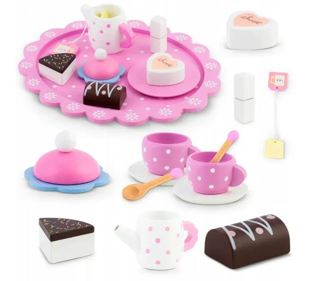 Set din lemn pentru servit ceaiul Ricokids RK-869 - Roz - Bebeboo - Totul pentru copii. Jucării, Hăinuțe, Perne, Mobilier, Textile