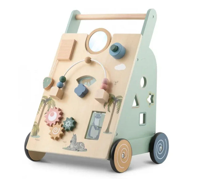 Antemergator educational din lemn cu diverse activitati, 33 x 33 x 50 cm, Nukido NK-857 - Bebeboo - Totul pentru copii. Jucării, Hăinuțe, Perne, Mobilier, Textile