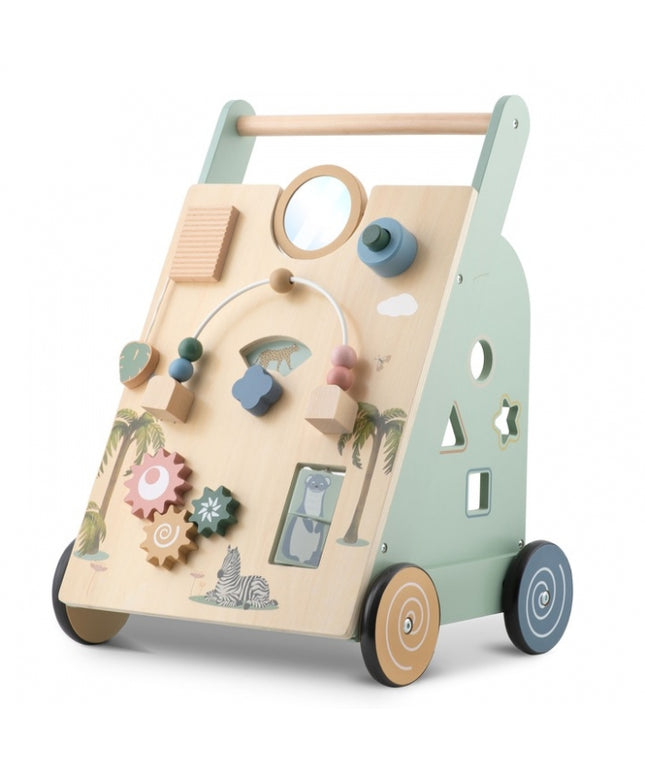 Antemergator educational din lemn cu diverse activitati, 33 x 33 x 50 cm, Nukido NK-857