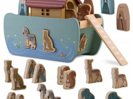 Jucarie educativa Arca lui Noe din lemn cu animalute, 17.5 x 13.5 x 20 cm, Nukido NK-862 - Bebeboo - Totul pentru copii. Jucării, Hăinuțe, Perne, Mobilier, Textile