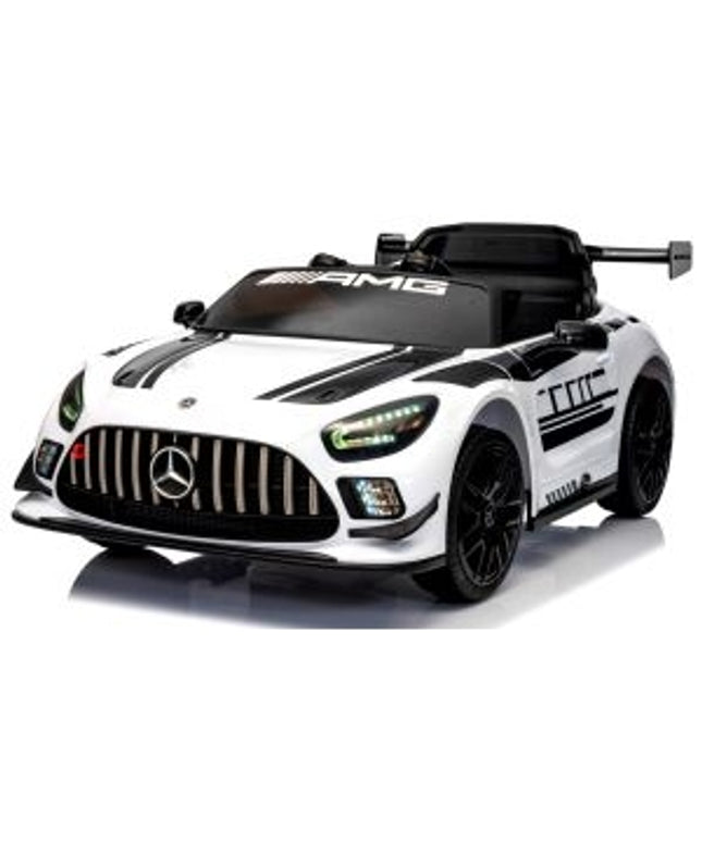 Masinuta electrica cu telecomanda MERCEDES GT3 EVO, 114x69x45 cm, varsta 1-5 ani, roti EVA, scaun din piele ECO, putere 90W - Alb