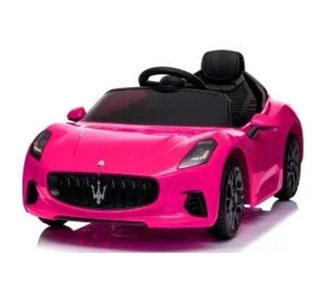Masinuta electrica cu telecomanda MASERATI GranTurismo, 99x59.5x44 cm, varsta 1-4 ani, roti EVA, scaun din piele ECO, putere 90W - Roz - Bebeboo - Totul pentru copii. Jucării, Hăinuțe, Perne, Mobilier, Textile