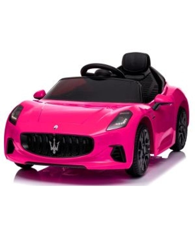 Masinuta electrica cu telecomanda MASERATI GranTurismo, 99x59.5x44 cm, varsta 1-4 ani, roti EVA, scaun din piele ECO, putere 90W - Roz