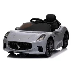 Masinuta electrica cu telecomanda MASERATI GranTurismo, 99x59.5x44 cm, varsta 1-4 ani, roti EVA, scaun din piele ECO, putere 90W - Gri - Bebeboo - Totul pentru copii. Jucării, Hăinuțe, Perne, Mobilier, Textile