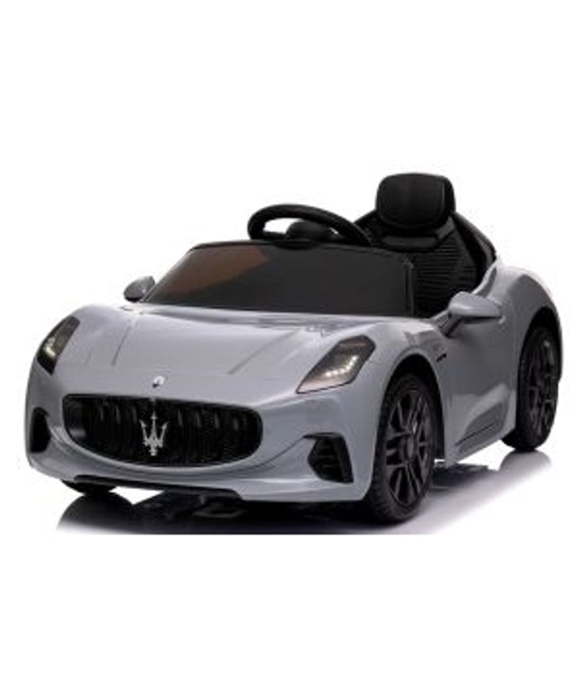 Masinuta electrica cu telecomanda MASERATI GranTurismo, 99x59.5x44 cm, varsta 1-4 ani, roti EVA, scaun din piele ECO, putere 90W - Gri