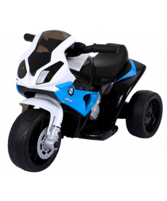 Motocicleta electrica pentru copii BMW S1000RR, 69x44x36.5 cm, varsta 1.5-4 ani, roti si scaun din plastic, putere 25W - Albastru