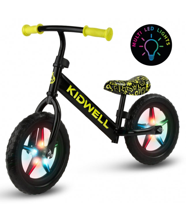 Bicicleta fara pedale cu LED Kidwell REBEL - Neon Yellow