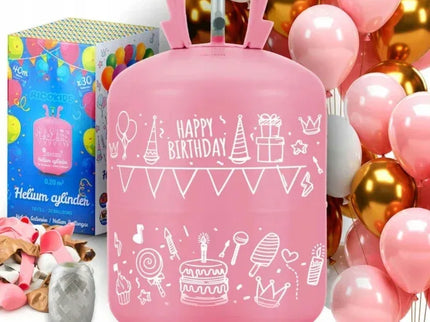 Cilindru cu heliu 0.20 m3 cu 30 de baloane si 40m panglica Ricokids 799001 - Roz - Bebeboo - Totul pentru copii. Jucării, Hăinuțe, Perne, Mobilier, Textile