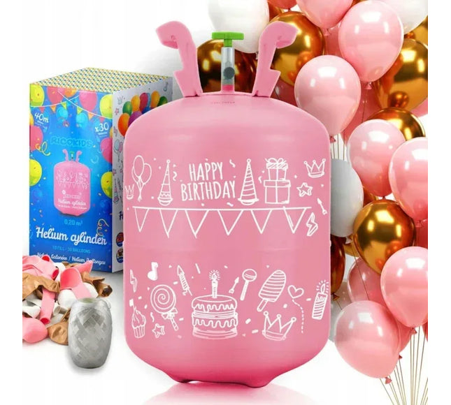 Cilindru cu heliu 0.20 m3 cu 30 de baloane si 40m panglica Ricokids 799001 - Roz - Bebeboo - Totul pentru copii. Jucării, Hăinuțe, Perne, Mobilier, Textile