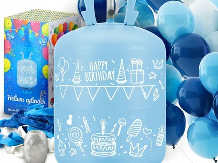 Cilindru cu heliu 0.20 m3 cu 30 de baloane si 40m panglica Ricokids 799002 - Albastru - Bebeboo - Totul pentru copii. Jucării, Hăinuțe, Perne, Mobilier, Textile