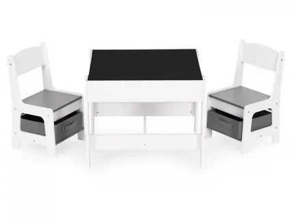 Set de masa cu doua scaune pentru copii Ecotoys ZKC-1A - Alb-Gri - Bebeboo - Totul pentru copii. Jucării, Hăinuțe, Perne, Mobilier, Textile