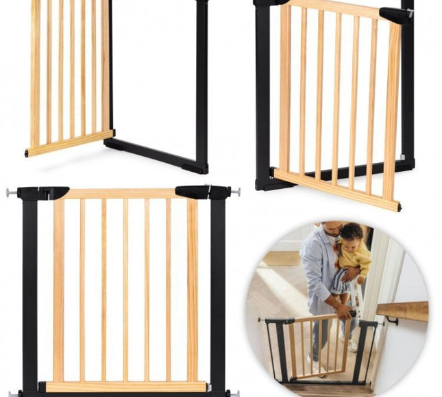 Poarta de siguranta 74-80 cm Ecotoys SF-011A-BC - Lemn Metal