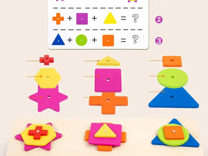 Joc de asociere forme geometrice, 18 piese din lemn, 10 carduri, 3 ani+ - Bebeboo - Totul pentru copii. Jucării, Hăinuțe, Perne, Mobilier, Textile