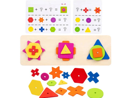 Joc de asociere forme geometrice, 18 piese din lemn, 10 carduri, 3 ani+ - Bebeboo - Totul pentru copii. Jucării, Hăinuțe, Perne, Mobilier, Textile