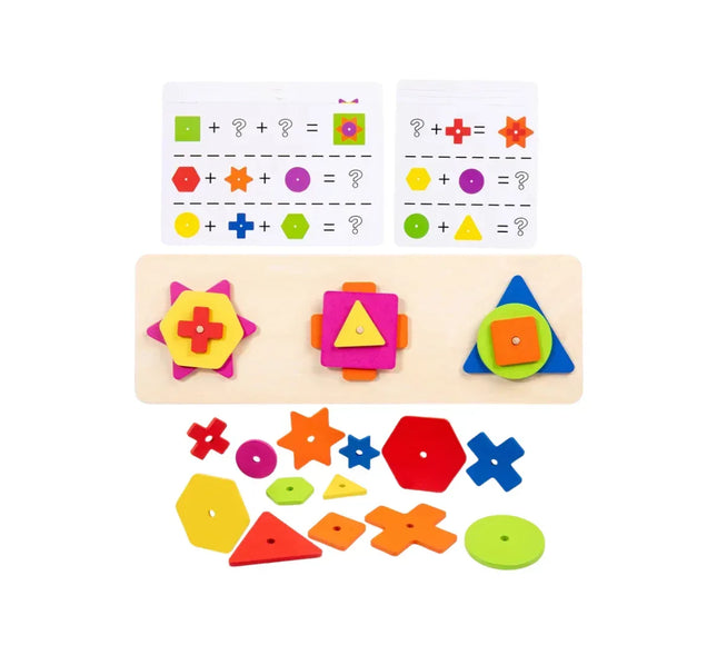 Joc de asociere forme geometrice, 18 piese din lemn, 10 carduri, 3 ani+ - Bebeboo - Totul pentru copii. Jucării, Hăinuțe, Perne, Mobilier, Textile