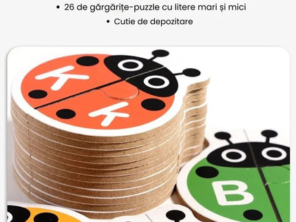 Joc de asociere litere, 26 gârgârițe colorate - Bebeboo - Totul pentru copii. Jucării, Hăinuțe, Perne, Mobilier, Textile