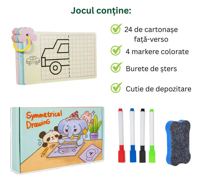 Desenează simetric, joc educativ - Bebeboo - Totul pentru copii. Jucării, Hăinuțe, Perne, Mobilier, Textile